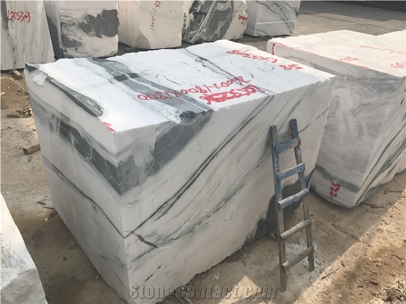 China Panda White Marble Blocks with Black Veins for Wall Floor Tile