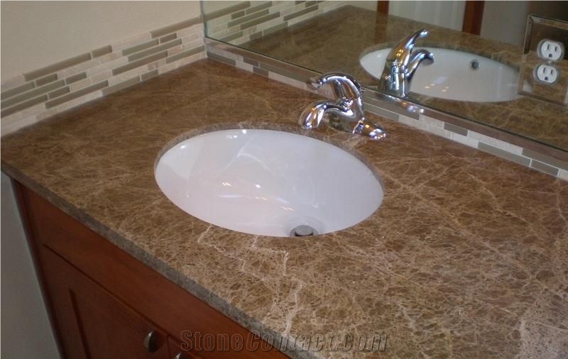 Emperador Light Marble Bathroom Countertops/Custom Vanity Tops