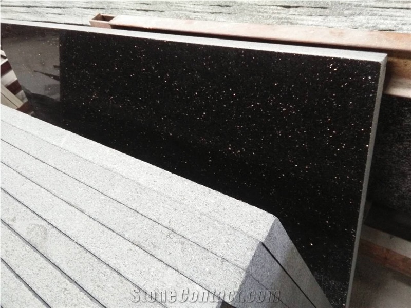 Indian Black Galaxy Slabs Wall Flooring Covering Tiles, Granite Wall Tiles