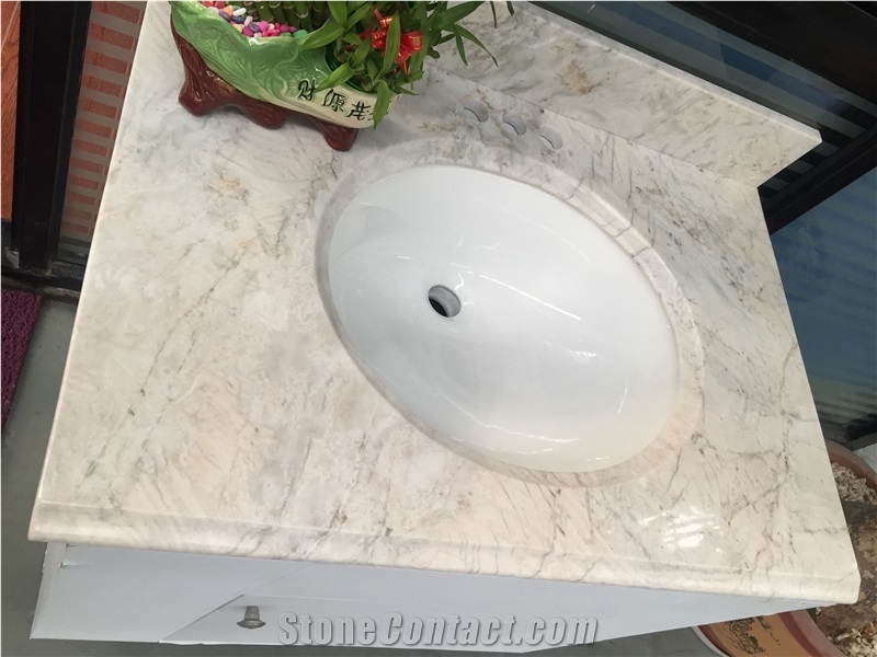 Natural White Stellar Quartzite Bath Countertop Bathroom Vanity Tops