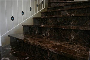 Polished Dark Emperador Marble Staircase