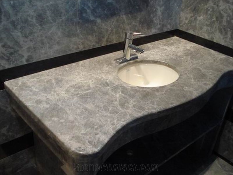 Silver Ermine Marble Bathroom Vanity Top