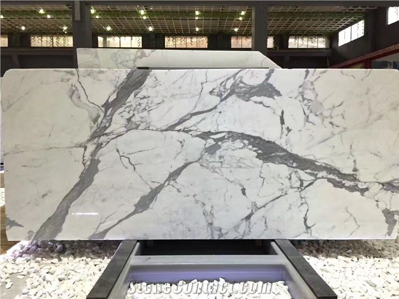 Statuario White Marble Slab and Tile, Luxury Natural Decorative Marble Stone