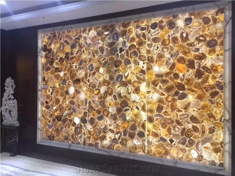 Translucent Gold Agate Slab and Tiles,Yellow Agate for Countertop Price, Golden Gemstone Slab and Countertop Price