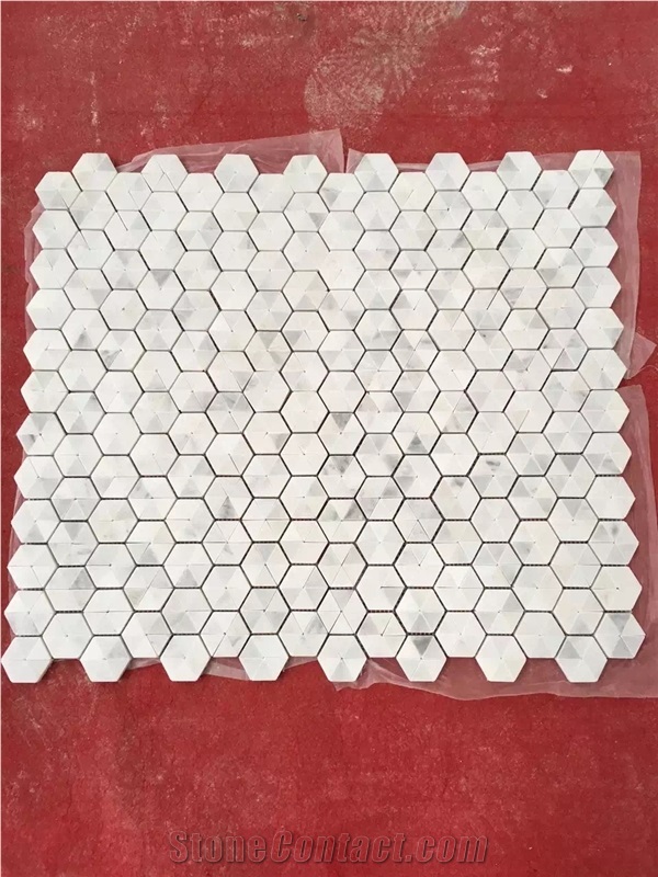 White Marble Polished Mosaic Pattern & Floor Wall Mosaic