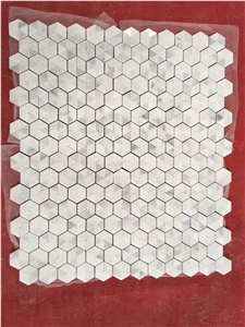 White Marble Polished Surface Mosaic Pattern for Wall Mosaic and Floor Mosaic, Thin Laminated Mosaic