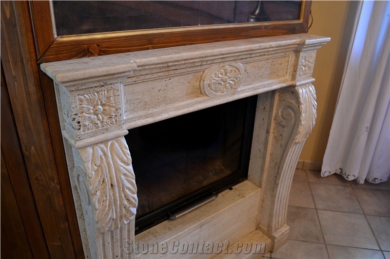 Travertino Romano Bianco Fireplace