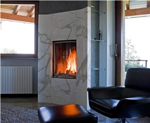 Calacatta Caldia Marble Fireplace Design