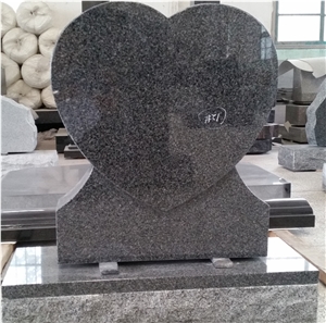 Ash Grey Monuments, G654 Grey Granite Heart Tombstones