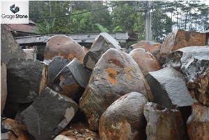 Andesite Stone Flamed Slabs & Tiles, Indonesia Grey Basalt Slabs & Tiles
