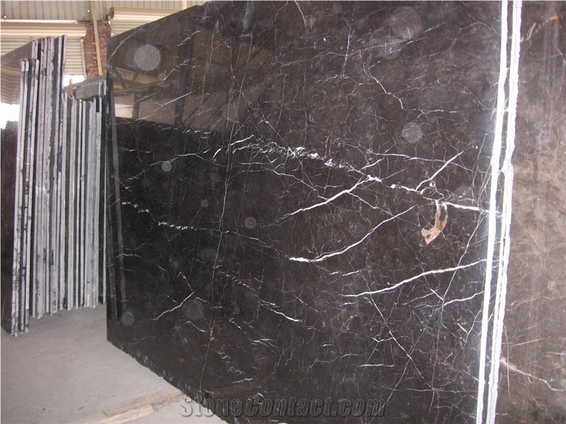 Nero Saint Laurent Brown Polished Marble Slabs, Nero St Laurent Black Marble Slabs & Tiles