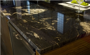 Granite Titanium Black with Golden Clouds Kitchen Countertop