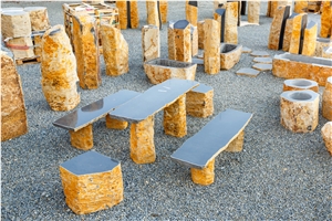 Basalt Garden Bench & Table Set