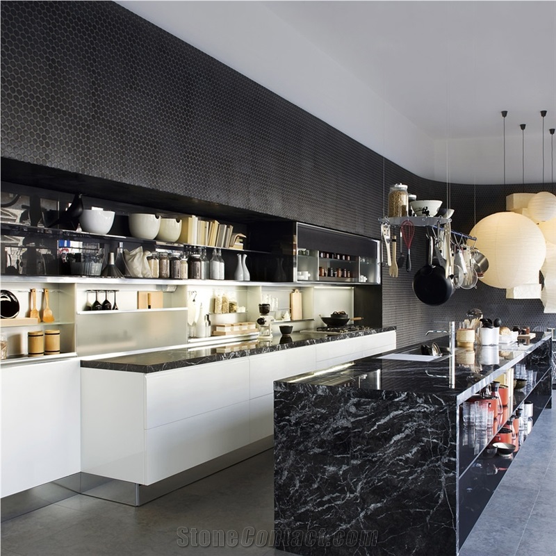 Nero Marquina Marble Kitchen Countertops
