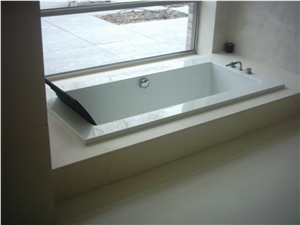 Moleanos White Limestone Bath Tub Deck and Surrounds
