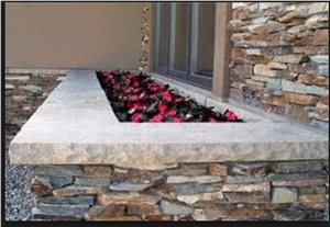 Limestone Stone Wall Cap and Flower Bed