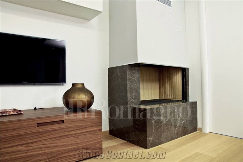 Quartzite Chocolate Modern Style Fireplace