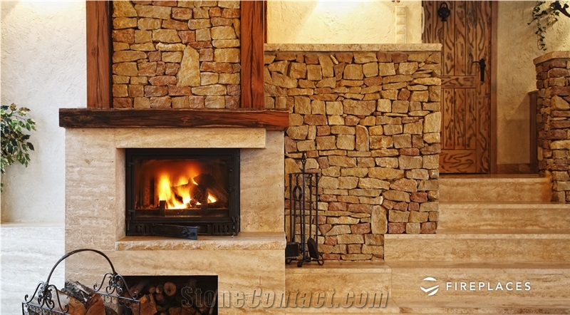 Travertine Fireplace Design