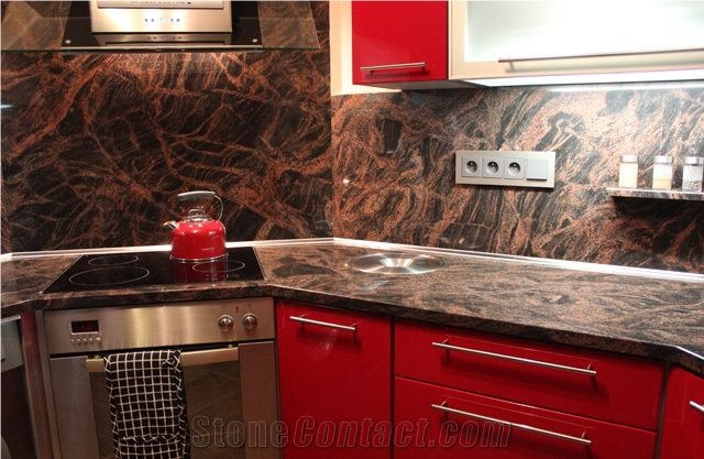 Multicolor Red Granite Kitchen Countertop