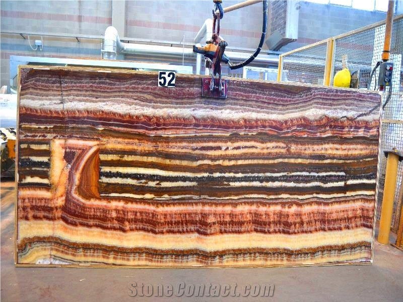Multicolor Red Onyx Slabs, Onyx Red King