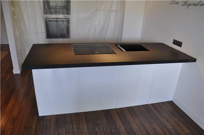 Absolute Black Granite Satin Finish Kitchen Countertop