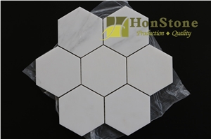 4 Inches China White Marble Hexagon Mosaic
