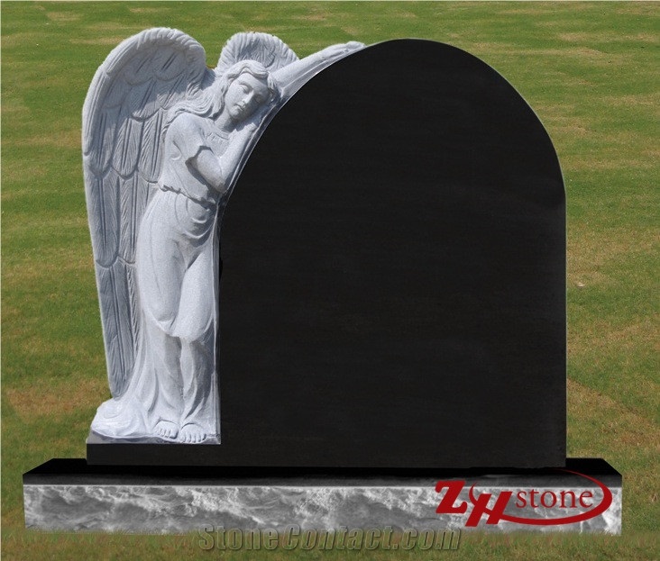 Good Quality Full Hand Craft Wings Angel with Heart Light Gray/ G603/ Georgia Gray Granite Single Upright Tombstones