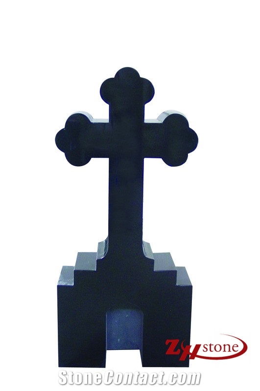 Good Quality Polished G603/ Sesame White/ Light Gray Granite Simple Cross Headstone