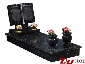 Good Quality Polished Western Style Bible Book Shaped Design Absolute Black/ Jet Black/ Shanxi Black Granite Double Monuments
