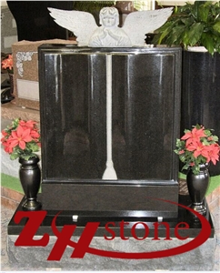 Good Quality Polished Western Style Bible Book Shaped Design Absolute Black/ Jet Black/ Shanxi Black Granite Double Monuments