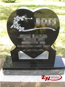 Polished Custom Heart Design with Two Bases Indian Red/ Imperial Red Granite Upright Double Headstone