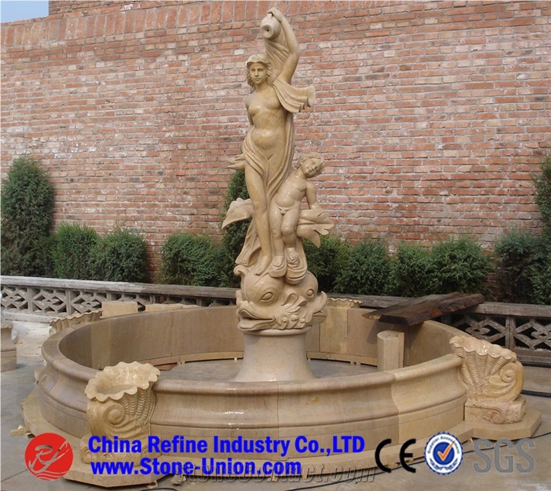 Angel Children Hand Carved Sculpture Fountains, Garden Large Water Fountains