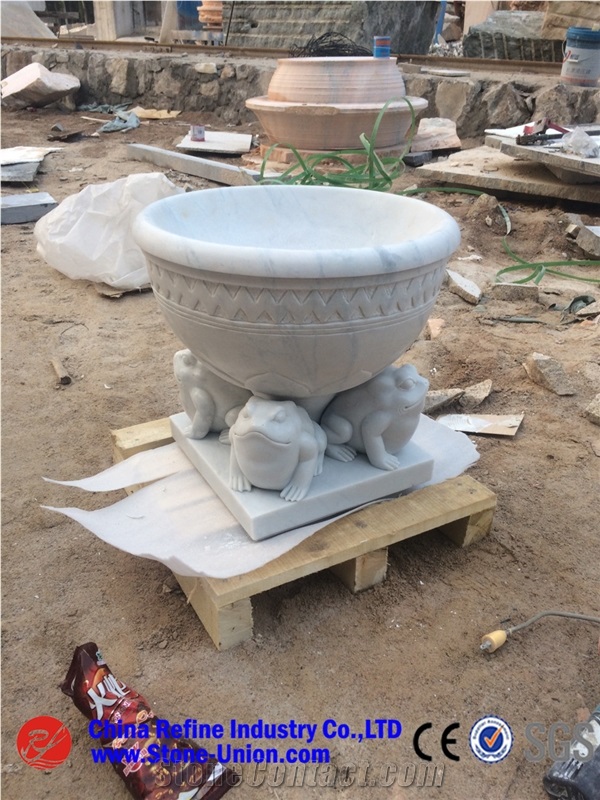 Beige Granite Carved Factory Flower Pot ,G682 Flower Stand,Exterior Flower Vase for Garden