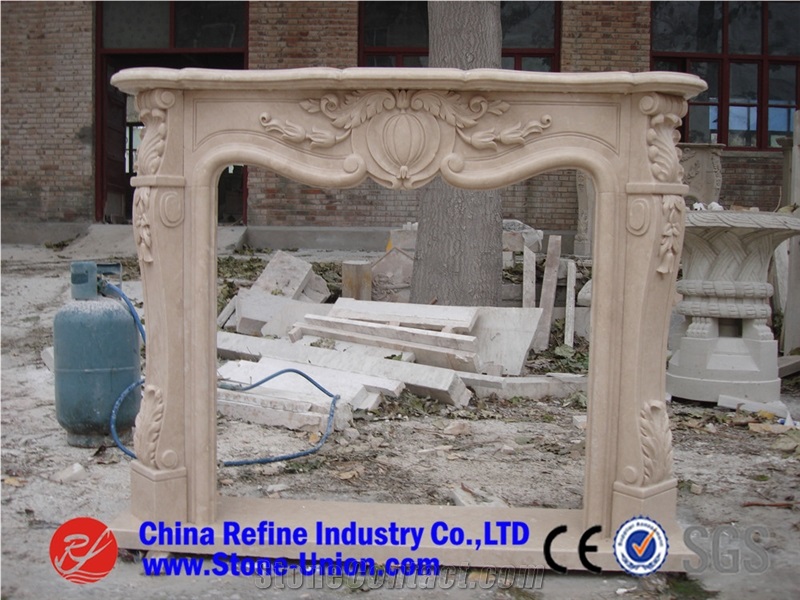 Beige Marble Fireplace/Beige Marble Fireplace Low Price,Chinese Sculptured Fireplace Decorating.Interior Fireplace Natural Stone