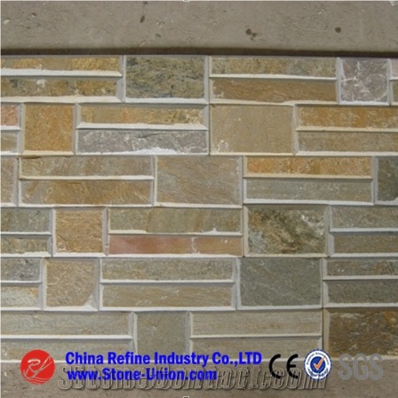 Bevelled Golden Quartzite Culture Stone,Wall Cladding,Stone Wall Decor,Feature Wall,Exposed Wall Stone