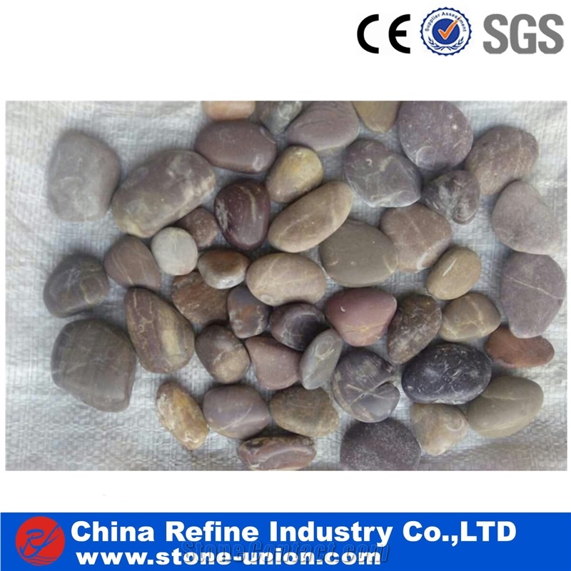 Brown River Pebble Rock for Garden Paving,Black Polished Different Sizes Polished Pebble River Stone for Decoration in Landscaping ,River Stone