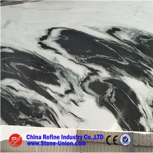 China Panda White Marble, Landscape Paintings Marble, Black and White Multicolor Marble for Exterior - Interior Wall and Floor Applications