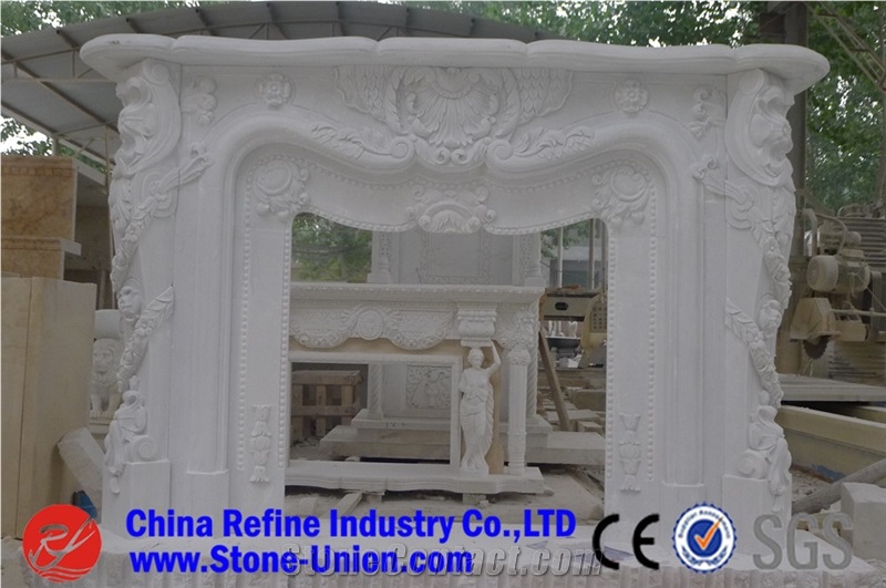 China White Marble Fireplace,Inner Decoration,Hand Carve Fireplace, Fireplace Hearth,Fireplace Mantel
