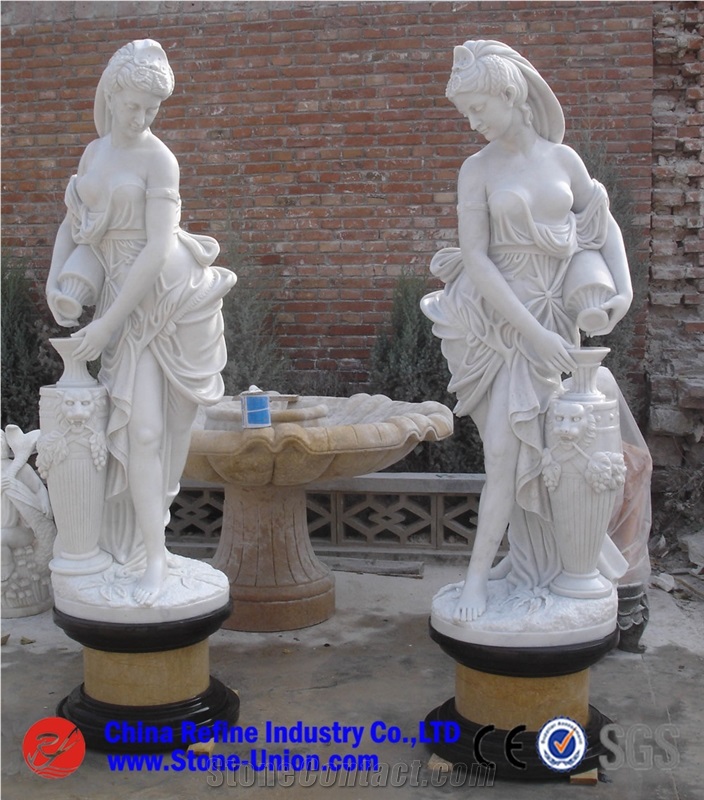 China White Marble Hand-Sculpted Classical Garden Statues & Sculptures,Stone Outdoor Sculpture for Sale