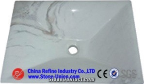 China White Marble Square Bathroom Sink, White Marble Sinks & Basins,Wash Bowls,Wash Basins,Rectangle Sinks,Rectangle Basins