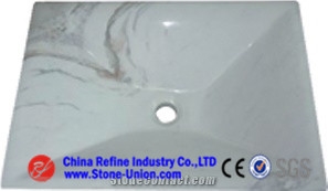 China White Marble Square Bathroom Sink, White Marble Sinks & Basins,Wash Bowls,Wash Basins,Rectangle Sinks,Rectangle Basins