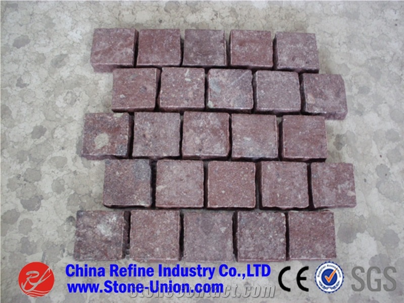 Chinese Multicolor Granite Exterior Paving Pattern Fan Shape Mesh Cube Stone for Floor Covering