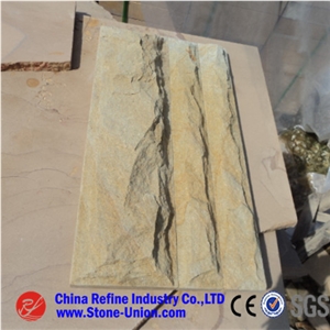 Exterior Golden Sandstone Mushroom Wall Cladding, China Yellow Sandstone for Construction Stone, Ornamental Stone
