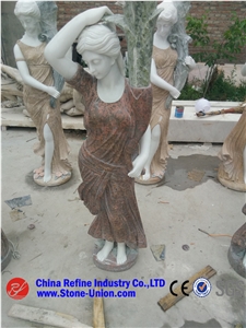 Female Decoration Western Statues, White Marble Western Statues, Chirldren Stone Carving for Garden Decoration