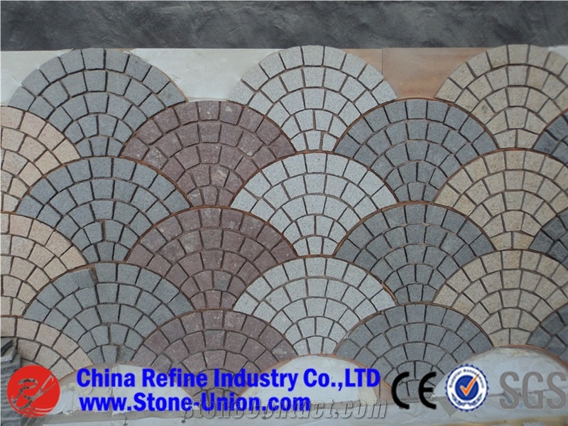 G654 Natural Surface Granite Paving Stone With Mesh