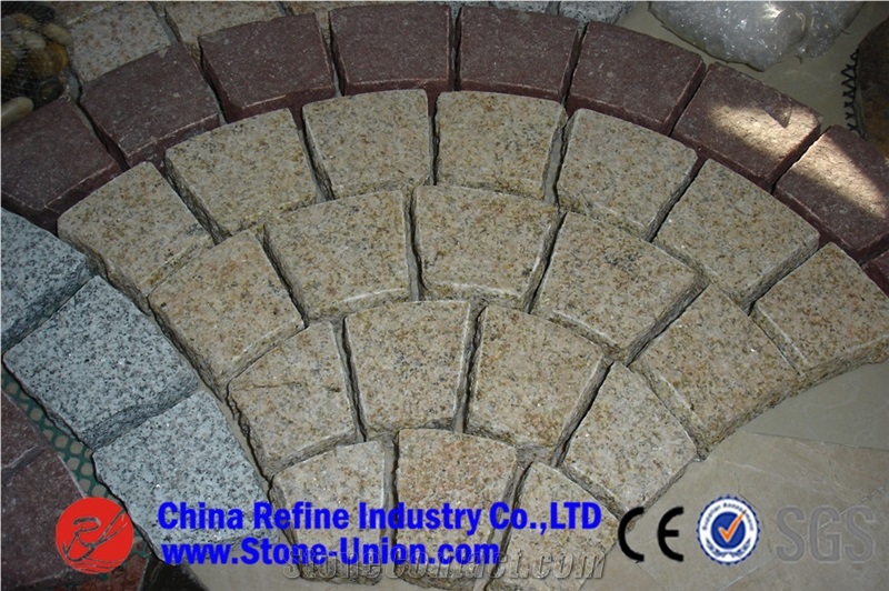 G682 Beige Granite Natural Paving Stone Mesh Shape Patio Walkway Driving Terrace Pavers/Floor Paving