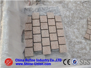 G682 Mixed Granite Paving Stone with Mesh,China Beige Mixed Granite Cube Stone & Pavers