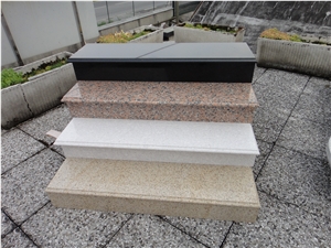 Granite Stairs and Steps,Natural Stone Granite Decoration Stair Treads, Risers, Steps, Staircase, Threshold with Anti Slip, Bull Nose Round Long Edge