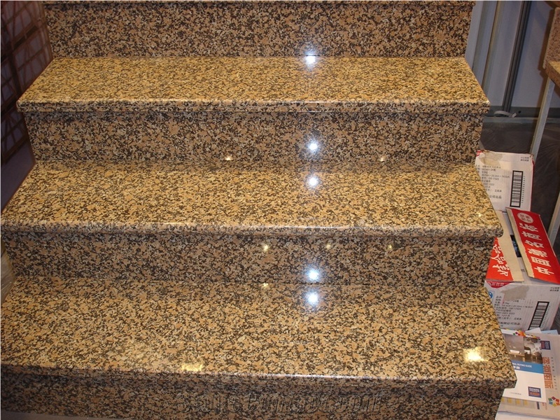 Granite Stairs and Steps,Natural Stone Granite Decoration Stair Treads, Risers, Steps, Staircase, Threshold with Anti Slip, Bull Nose Round Long Edge