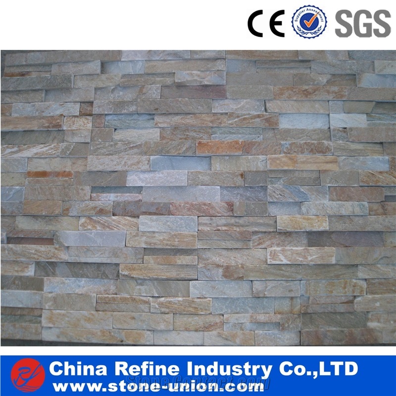 Grey Quartzite, Wall Panel,Quartzite Stacked Stone Wall Cladding Panel Ledge Stone Split Face Tile Landscaping Interior & Exterior Culture Stone